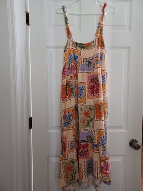 Psper Heart Anthropologie Womens Size L Adj. Straps Colorful Maxi Dress